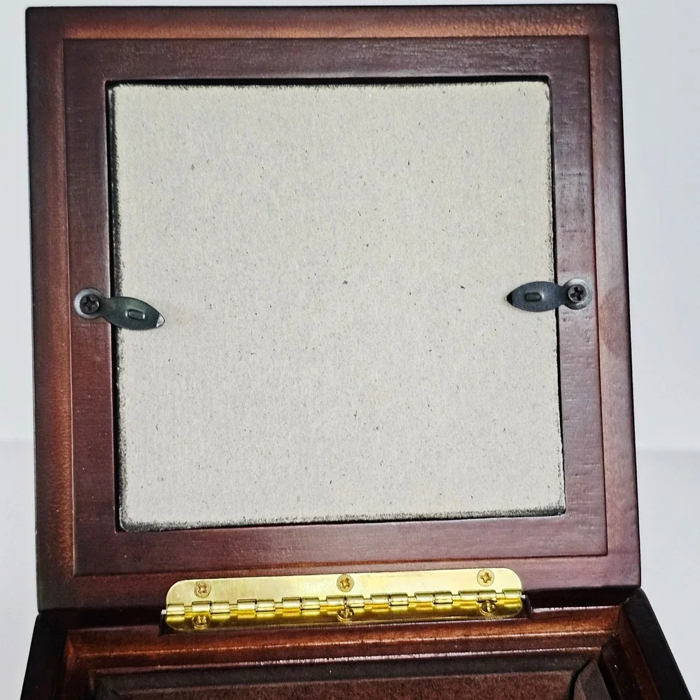 Vintage Bombay Wooden Photo Cube Keepsake Box Dark Mahogany 5 Picture Frames‎